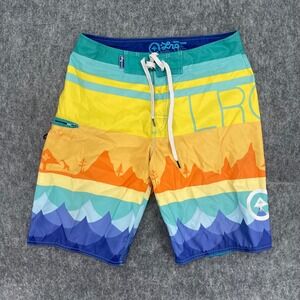 LRG Lifted Research Group Board Shorts Mens 30 Landscape Swim Trunks Multicolor